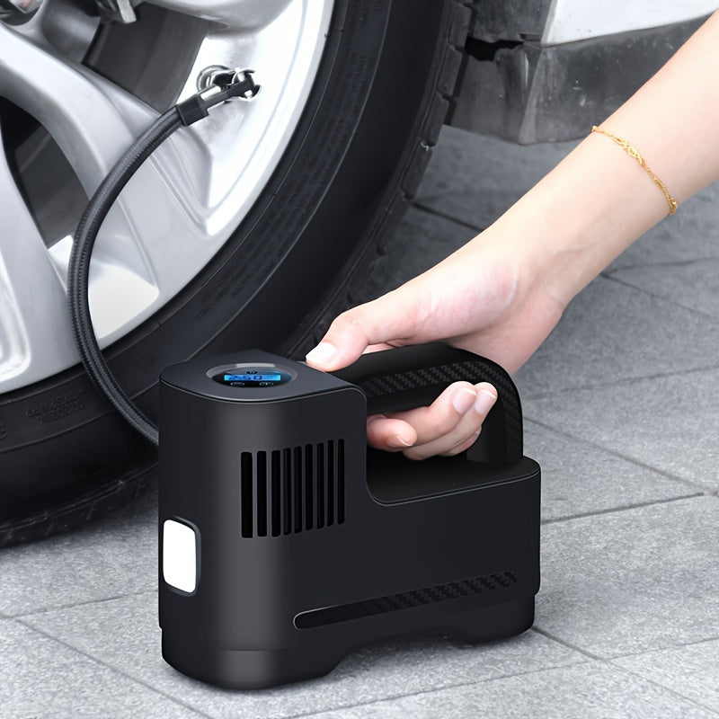 Corded air compressor pump with digital tire inflator and LED lights, 36V.