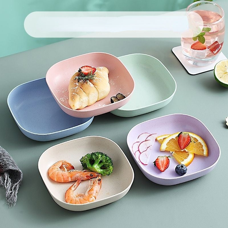 Square plastic dinner plate set, ideal for snacks and breakfast, made of food-safe material, available in 1/5/10pcs, perfect for any occasion.