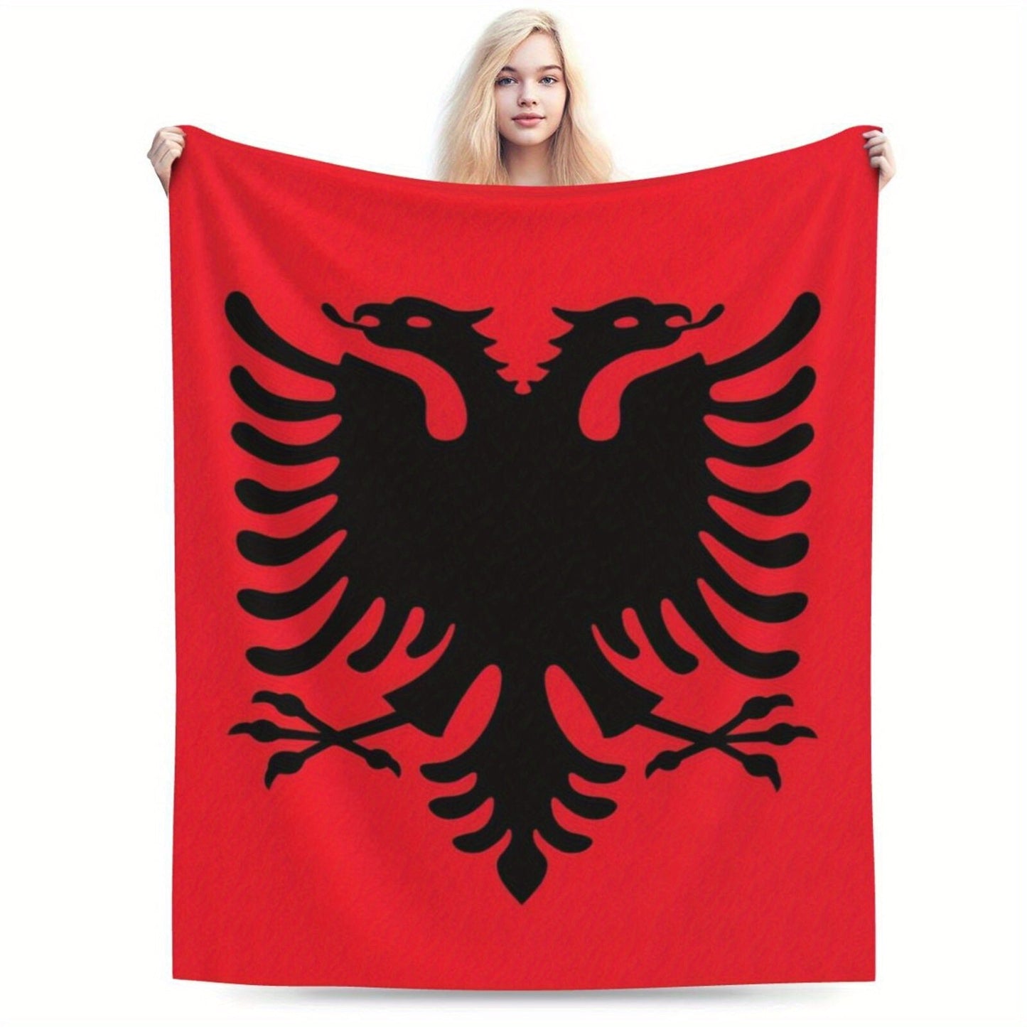 Stay Cozy with our Albanian Flag-Inspired Flannel Throw Blanket - Perfect for Couch, Bed, Car, Office, or Camping | A Versatile and Thoughtful All-Season Gift Option