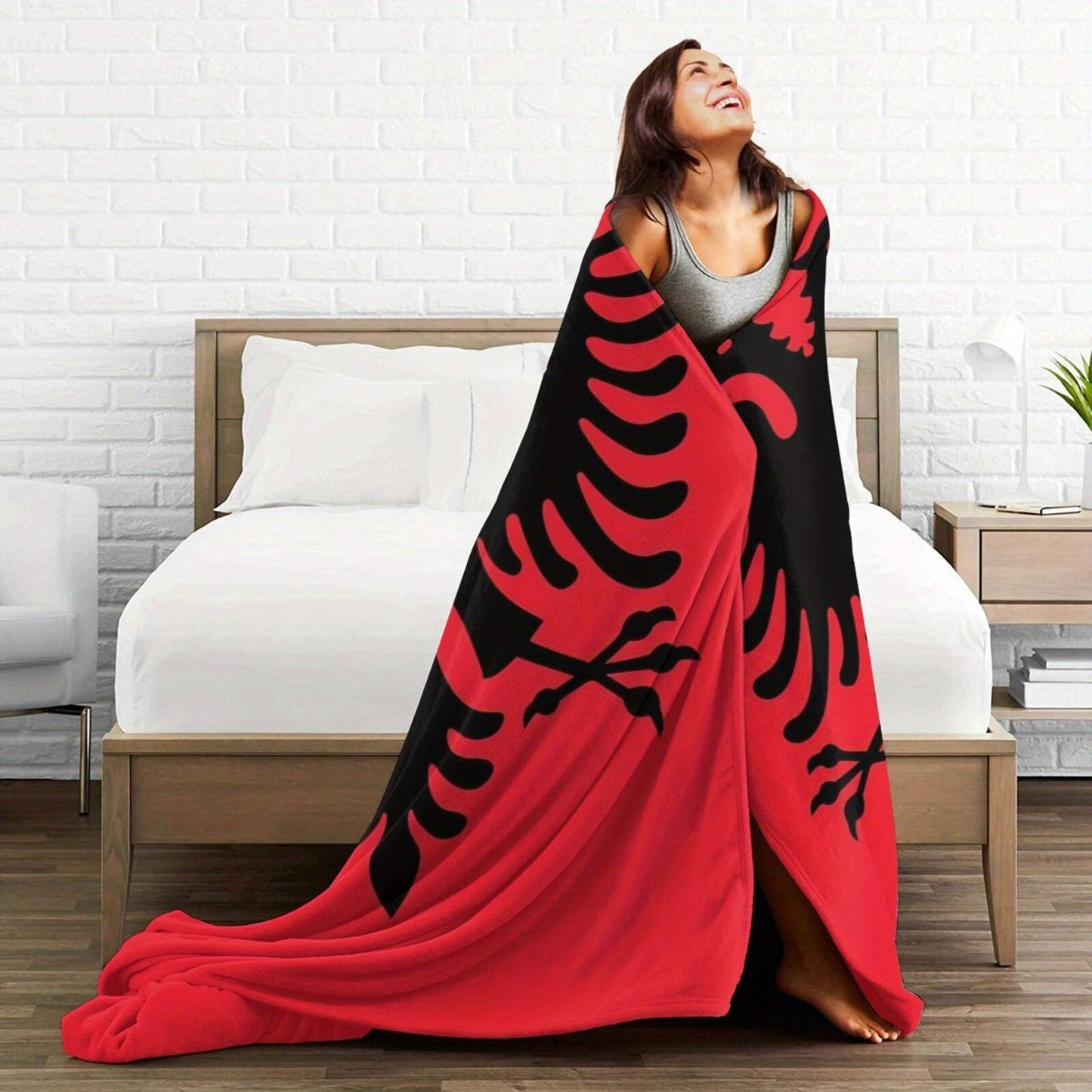 Stay Cozy with our Albanian Flag-Inspired Flannel Throw Blanket - Perfect for Couch, Bed, Car, Office, or Camping | A Versatile and Thoughtful All-Season Gift Option