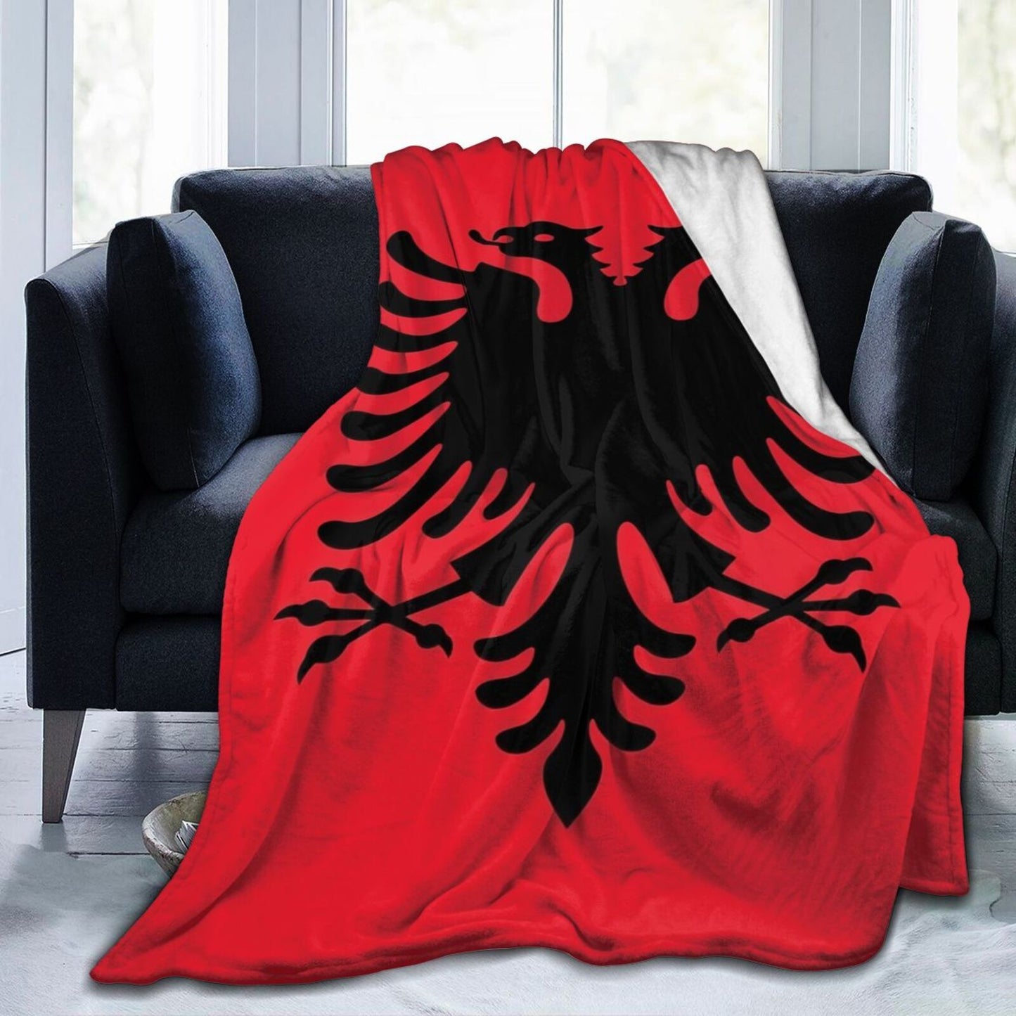 Stay Cozy with our Albanian Flag-Inspired Flannel Throw Blanket - Perfect for Couch, Bed, Car, Office, or Camping | A Versatile and Thoughtful All-Season Gift Option