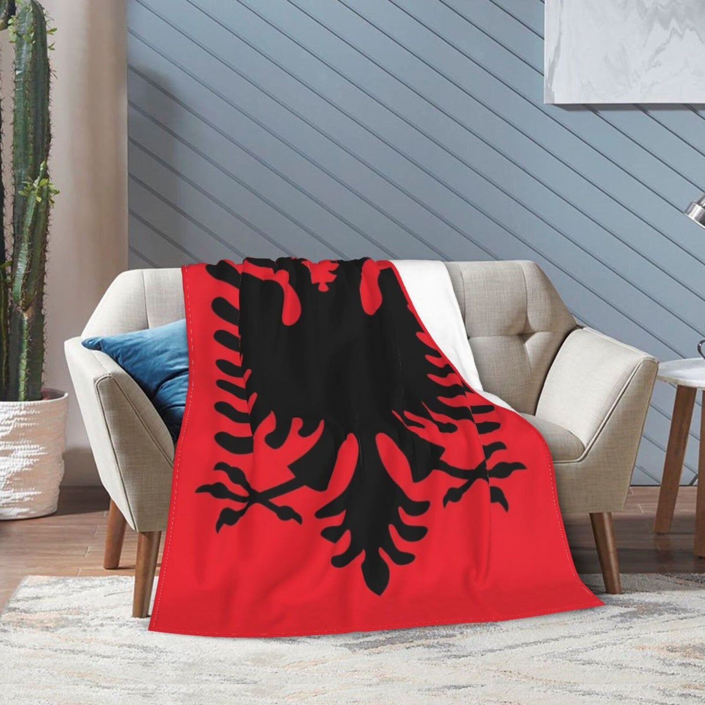 Stay Cozy with our Albanian Flag-Inspired Flannel Throw Blanket - Perfect for Couch, Bed, Car, Office, or Camping | A Versatile and Thoughtful All-Season Gift Option