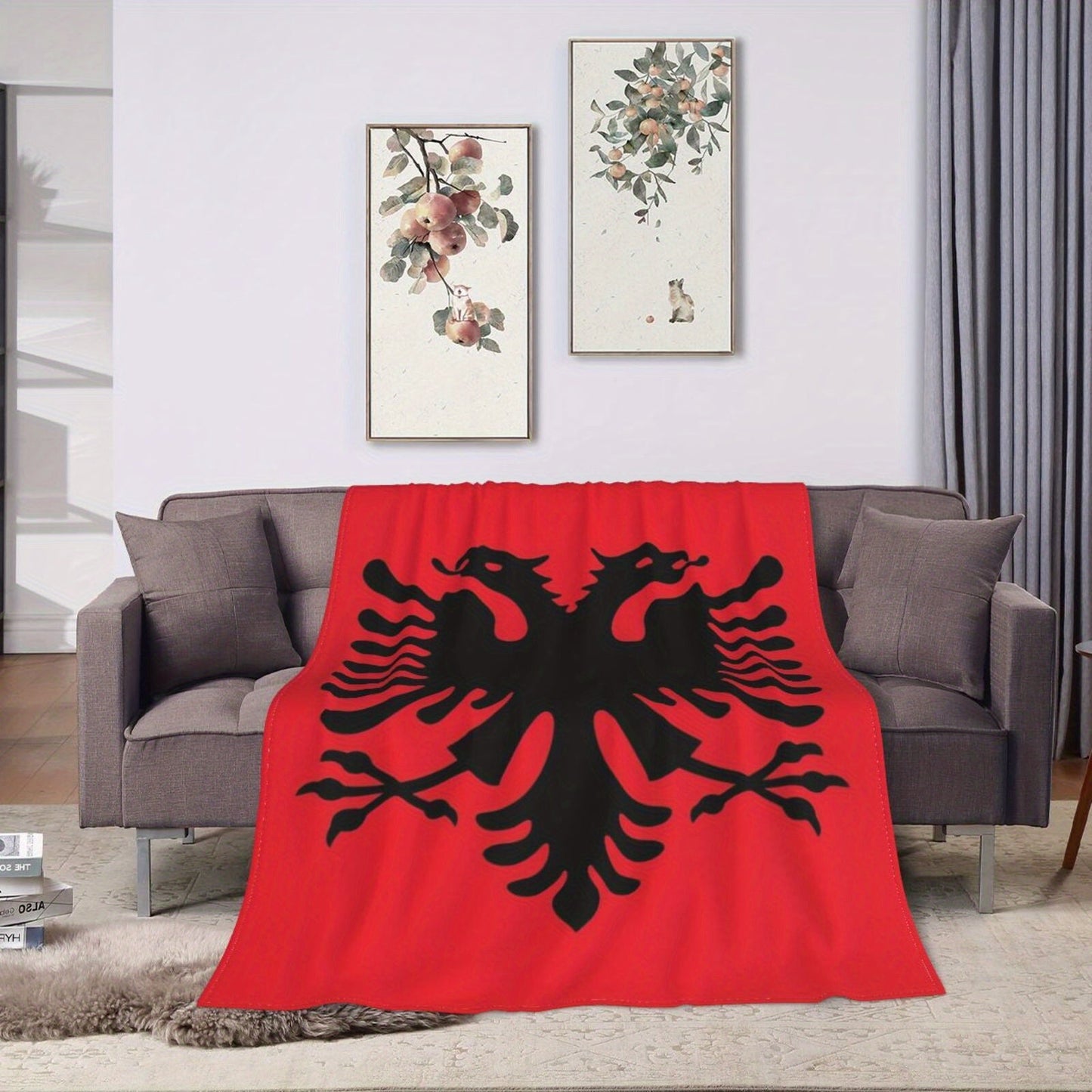 Stay Cozy with our Albanian Flag-Inspired Flannel Throw Blanket - Perfect for Couch, Bed, Car, Office, or Camping | A Versatile and Thoughtful All-Season Gift Option