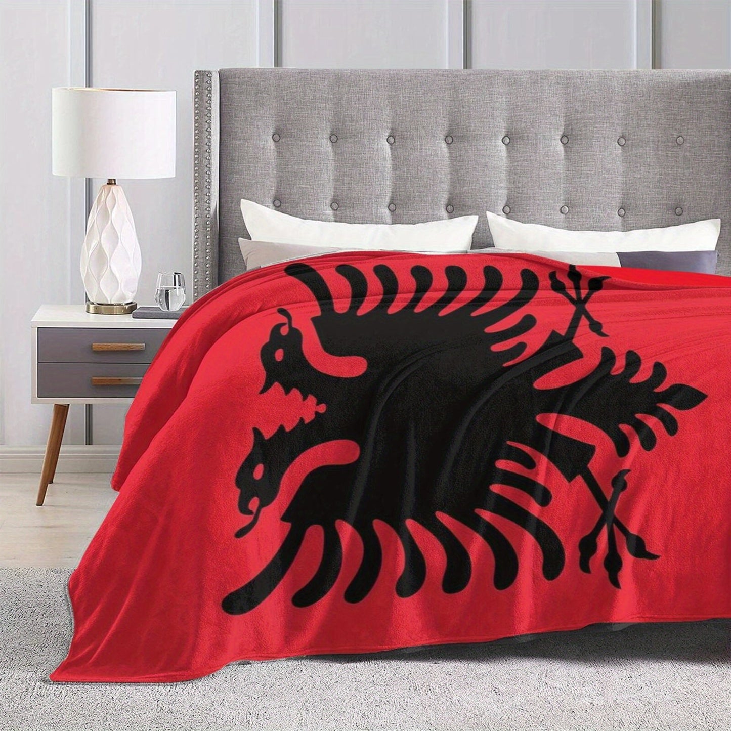 Stay Cozy with our Albanian Flag-Inspired Flannel Throw Blanket - Perfect for Couch, Bed, Car, Office, or Camping | A Versatile and Thoughtful All-Season Gift Option