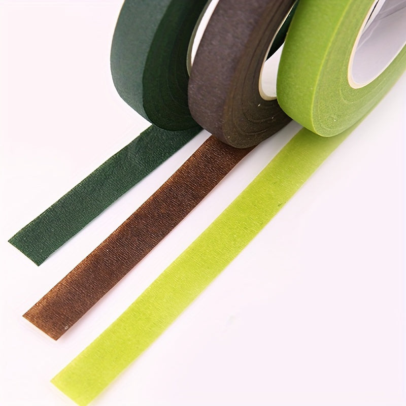 5-Pack of Floral Tape in Green & Brown, Ideal for Bouquets & Crafts, 1.27cm x 27.43m Each