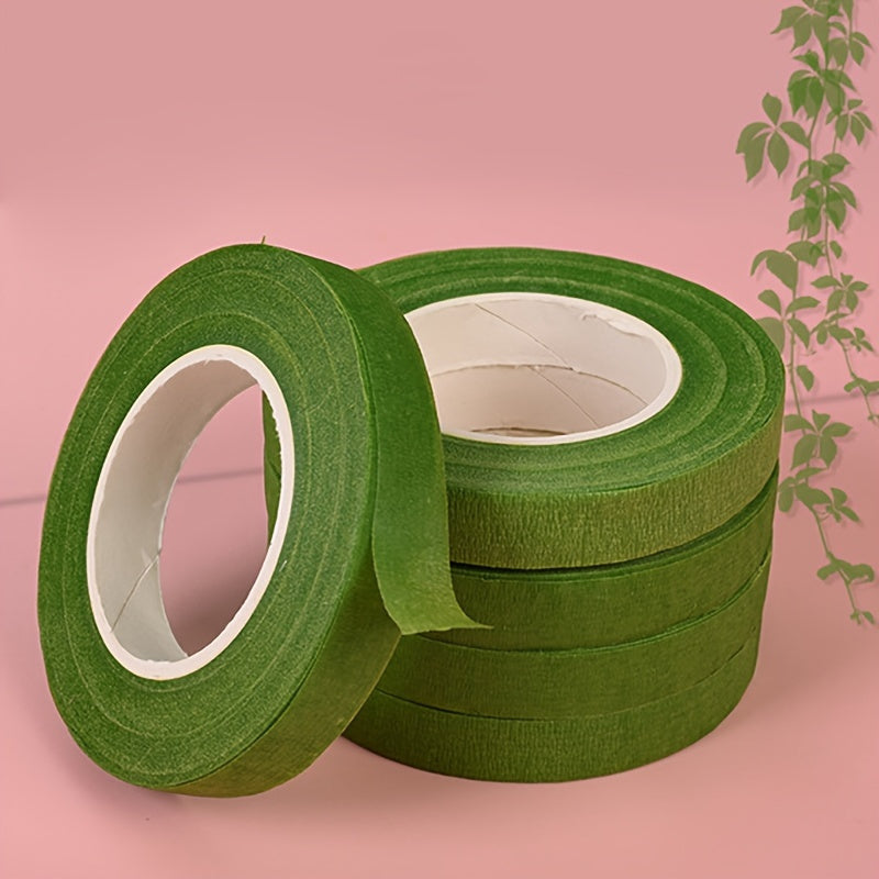 5-Pack of Floral Tape in Green & Brown, Ideal for Bouquets & Crafts, 1.27cm x 27.43m Each