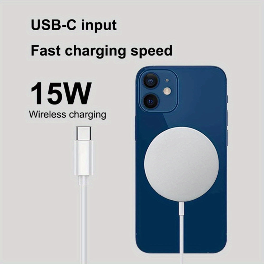 Qi Macsafe wireless charger for iPhone 15 Pro Max 13Mini with magnetic induction back case.