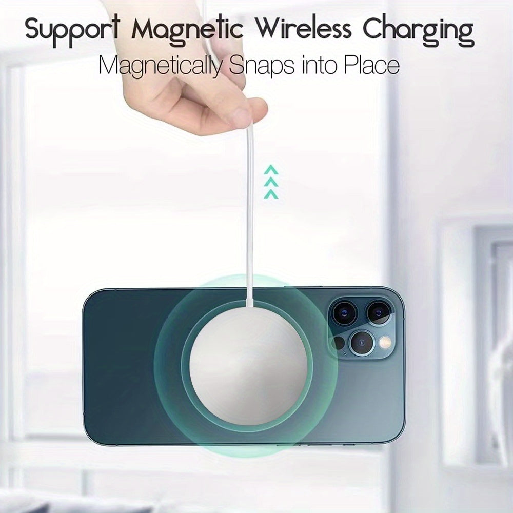 Qi Macsafe wireless charger for iPhone 15 Pro Max 13Mini with magnetic induction back case.