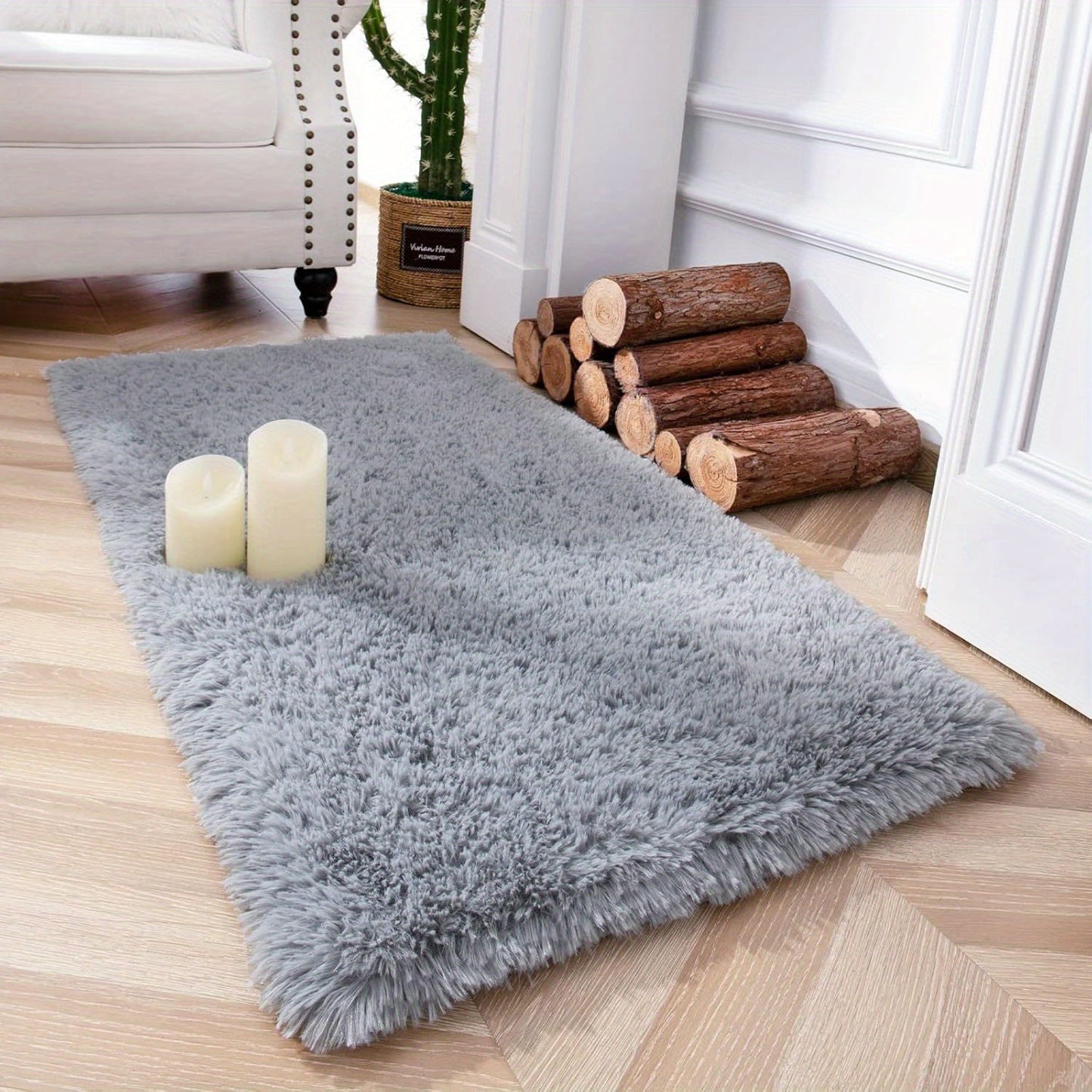 Soft and Luxurious Gray Area Rug - Rectangle Shape, Easy to Clean in Washing Machine Ideal for Bedroom and Living Room Decoration