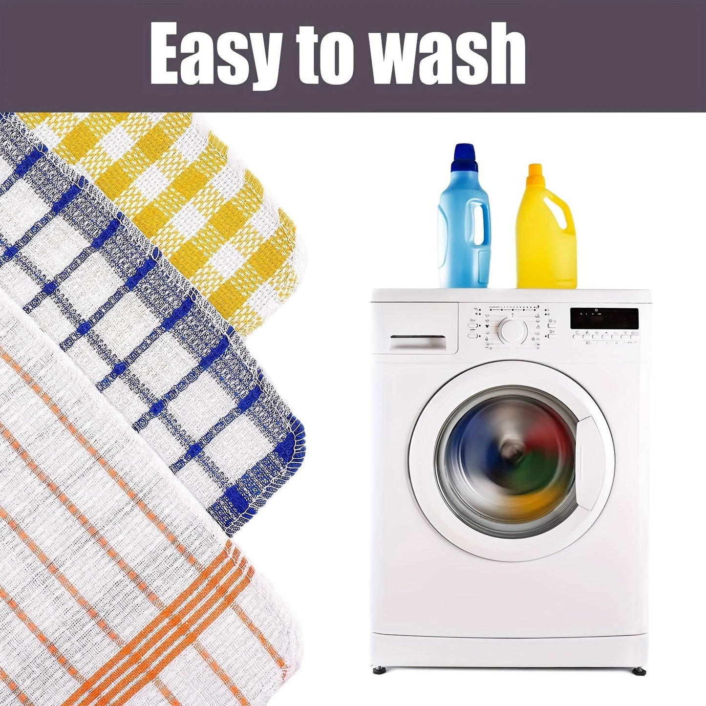 5-Pack Waffle Weave Kitchen Dish Towels, Absorbent Quick-Dry Cloths, Hand Washable Polyester Towels for Home and Travel Use in Mixed Colors.