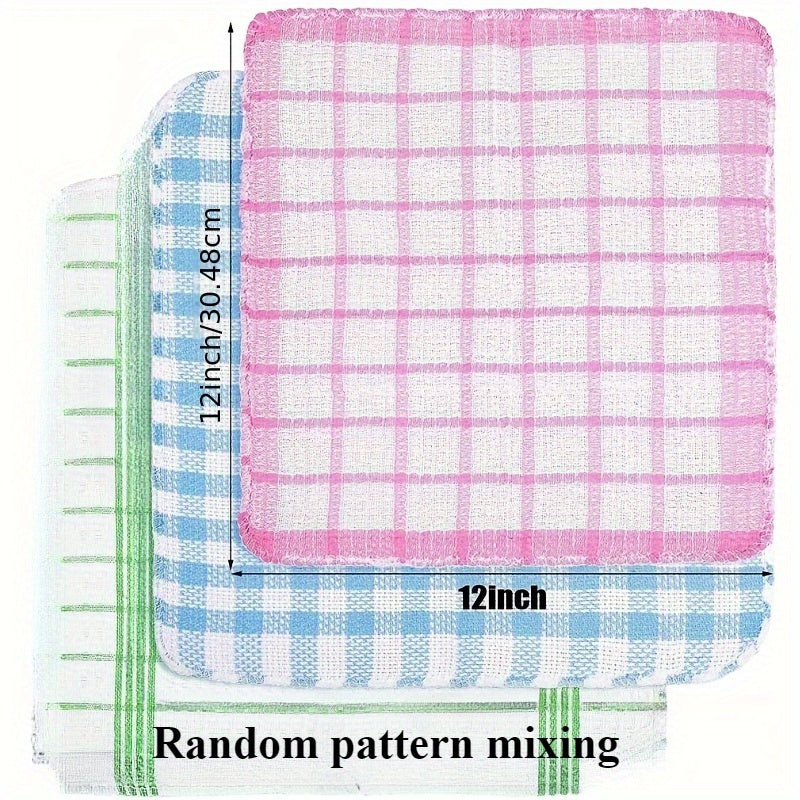 5-Pack Waffle Weave Kitchen Dish Towels, Absorbent Quick-Dry Cloths, Hand Washable Polyester Towels for Home and Travel Use in Mixed Colors.