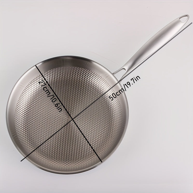 Non-Stick Stainless Steel Skillet with 304 Honeycomb Pattern, Induction Compatible Frying Pan, Korean Style Pot for Steak, Pancakes, and Eggs - Hand Wash Only