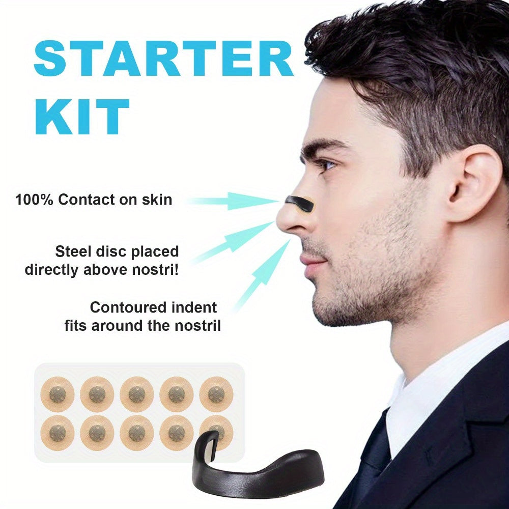 Magnetic Nasal Dilator Set with 4 Clips, 1 Magnetic Picker, 30 Magnet Patches. Comfortable wear, improves airflow for easy breathing. Suitable for men and women.