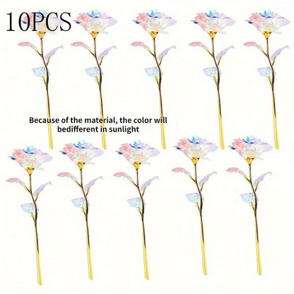 10 Gold-Plated Eternal Roses for Various Occasions - Ideal for Anniversaries, Birthdays, Weddings, Valentine's, Christmas, Mother's Day & Thanksgiving