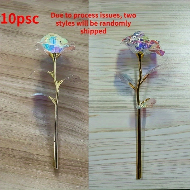 10 Gold-Plated Eternal Roses for Various Occasions - Ideal for Anniversaries, Birthdays, Weddings, Valentine's, Christmas, Mother's Day & Thanksgiving