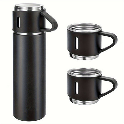 Stainless steel vacuum flask set with 500ml thermal mug and tumbler cup for hot and cold beverages in business, office, school.