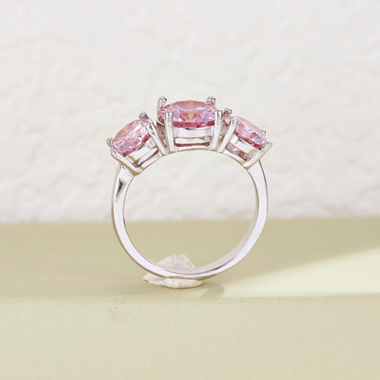 Vintage Ocean Style Sterling Silver Ring with 1 carat Ethic Diam Pink Moissanite, 2/4CT for Engagement, Promise, Wedding. Elegant Fashion Accessory for Women, Perfect for All Seasons.