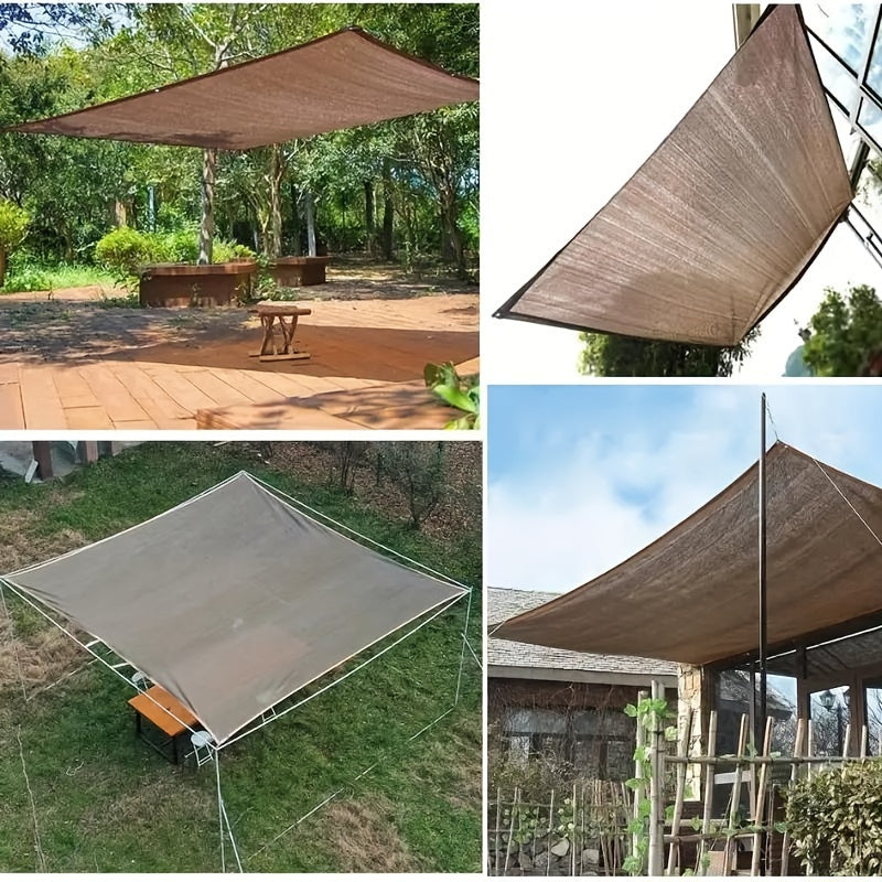 Brown UV-protected sun shade net for travel, picnics, and pools - various sizes