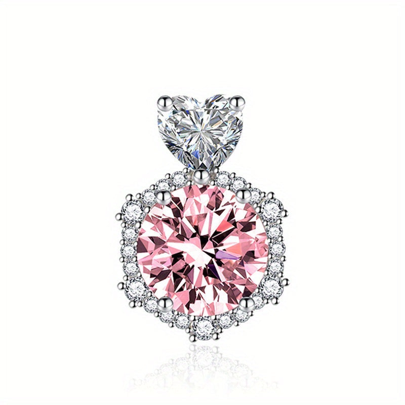 Fashionable necklace featuring a shining moissanite pendant and a pink diamond leaf design