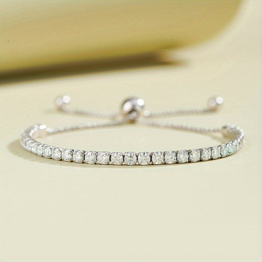 Exquisite Vintage 925 Silver Tennis Bracelet featuring 1/3.1ct Moissanite by Spark Grow – 18K Gold Plated, Adjustable Hand Chain, Elegant Jewelry Perfect for Thanksgiving, Year-round Wear, and Special Occasions