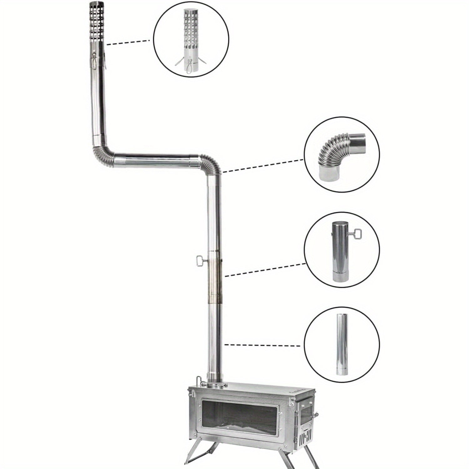 Extend the stainless steel stove pipe with a 2-section straight flue measuring 5.99cm x 32.0cm, perfect for heating and air purification systems.