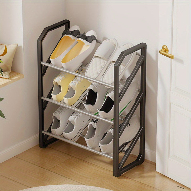 1 piece of Strong and Sturdy 3-Tier Metal and Plastic Shoe Rack, Stackable Shoe Organizer for Saving Space in Entryway, Garage, and Hallway, Versatile for Different Rooms