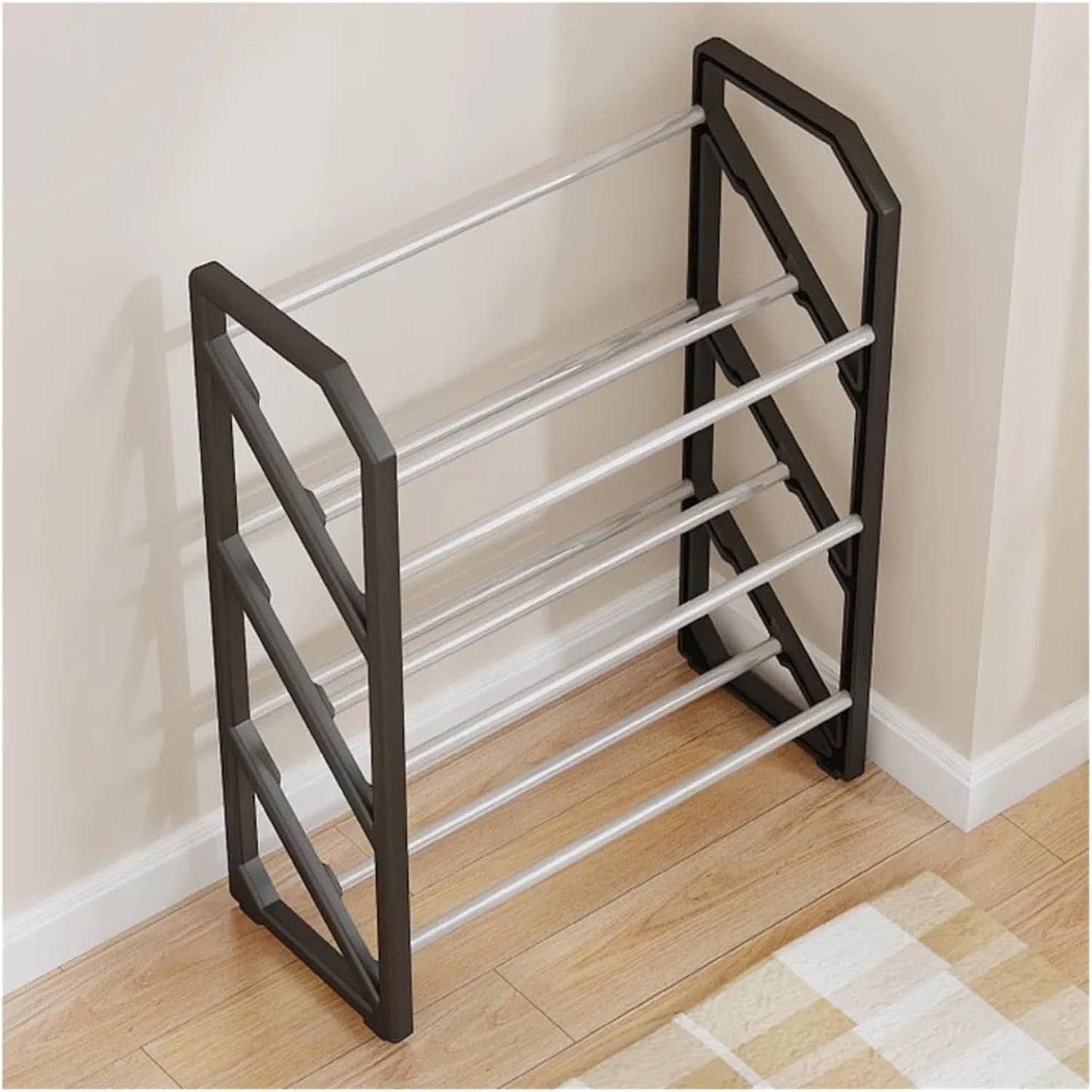 1 piece of Strong and Sturdy 3-Tier Metal and Plastic Shoe Rack, Stackable Shoe Organizer for Saving Space in Entryway, Garage, and Hallway, Versatile for Different Rooms