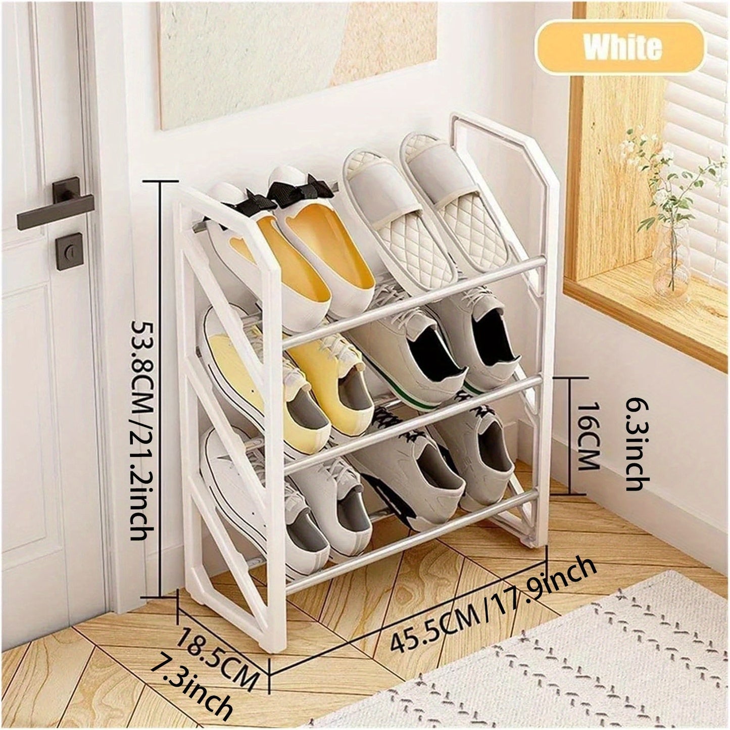 1 piece of Strong and Sturdy 3-Tier Metal and Plastic Shoe Rack, Stackable Shoe Organizer for Saving Space in Entryway, Garage, and Hallway, Versatile for Different Rooms