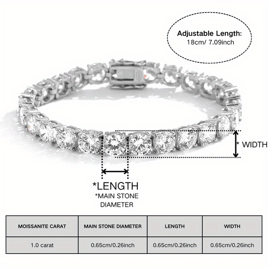 Stylish 925 Silver Moissanite Tennis Bracelet featuring 1ct Stones, Vintage-Inspired Round Cut Design, Timeless Elegance for Any Occasion, Ideal for Special Events or Daily Wear, Thoughtful Thanksgiving Gift, Versatile Accessory for All Seasons, Weighs