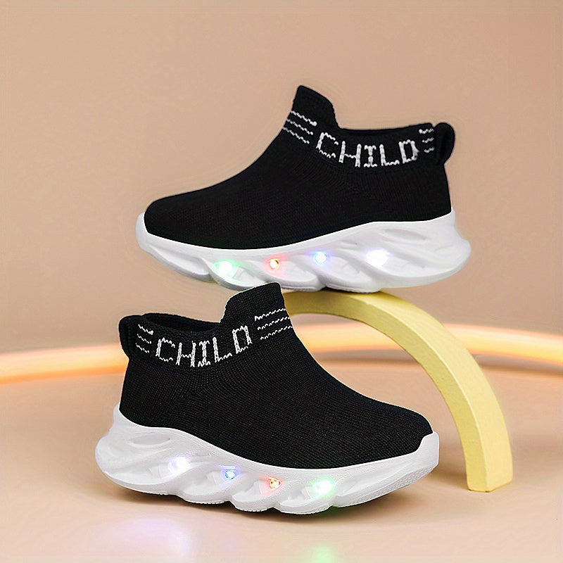 Meet the newest LED sneakers for kids: slip-resistant with a cute brown geometric pattern and adorable cartoon designs, perfect for toddlers and infants for everyday wear and casual events.