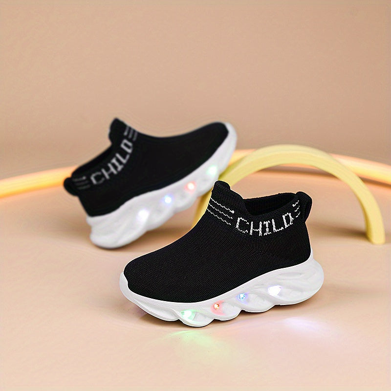 Meet the newest LED sneakers for kids: slip-resistant with a cute brown geometric pattern and adorable cartoon designs, perfect for toddlers and infants for everyday wear and casual events.