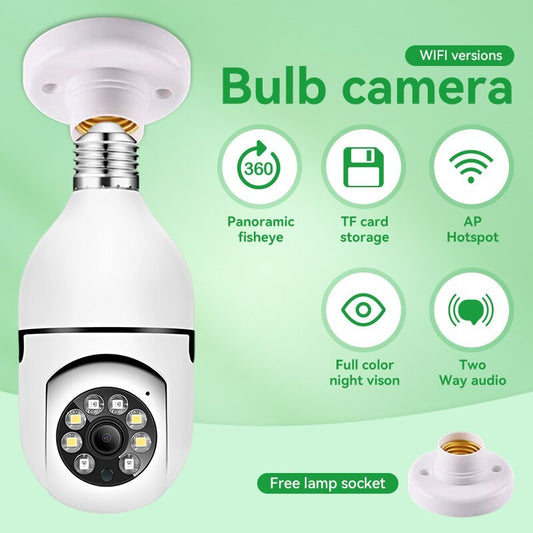 Enhance your home security with the 1pc WJG 1080P WiFi Bulb Security Camera. This indoor/outdoor PTZ camera features motion tracking and smartphone compatibility. No batteries are required for operation, making installation a breeze. The camera offers a