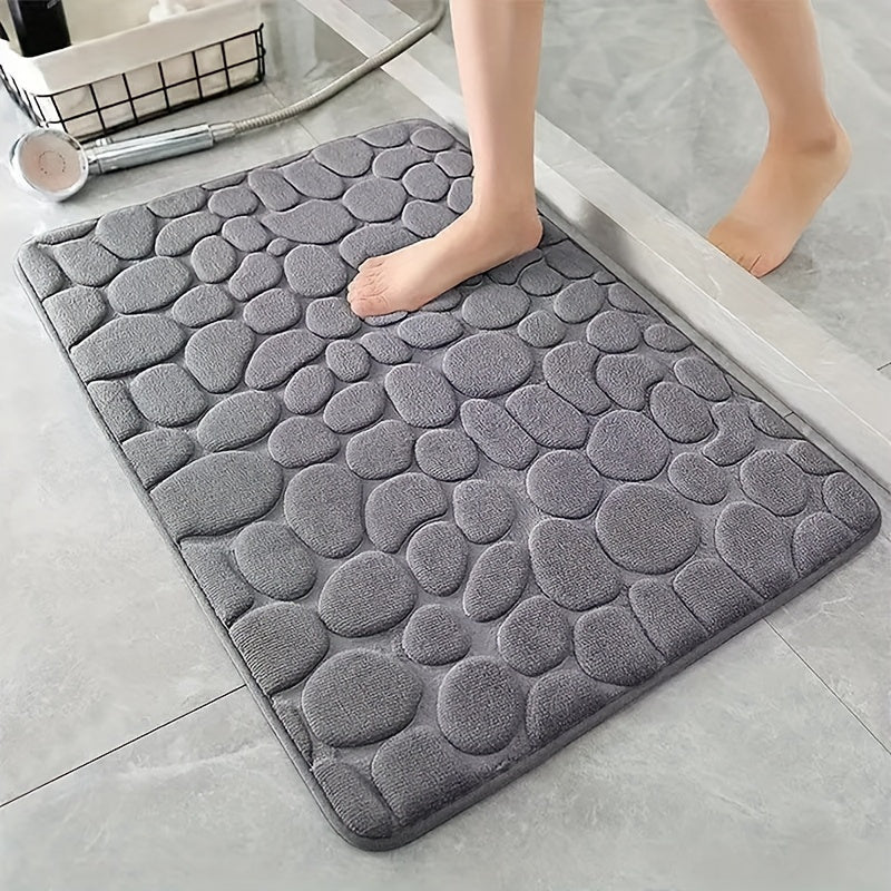 Polyester Stone Embossed Carpet Set includes: 
- 1 piece of stone embossed carpet
- 1 piece of multi-purpose home floor mat
- Non-slip absorbent bath mat
- Bedroom door mat
- Kitchen foot mat
- Perfect for adding an aesthetic touch to any room decor
-