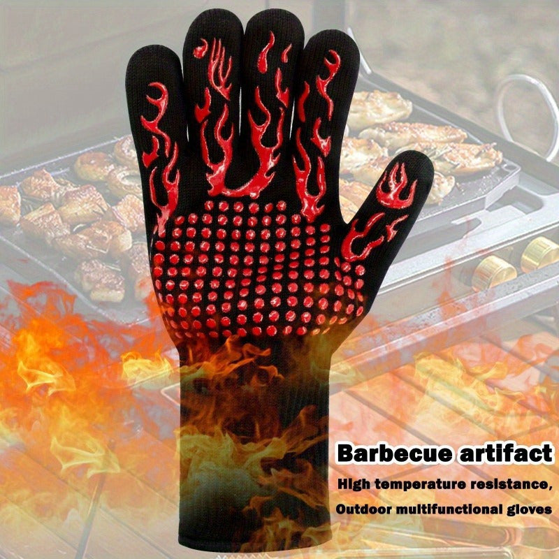 Silicone Oven Mitt: Heat & Cut Resistant, Versatile and Non-Slip - Ideal for BBQ, Grilling, Camping, and Cooking - A Must-Have Kitchen Tool