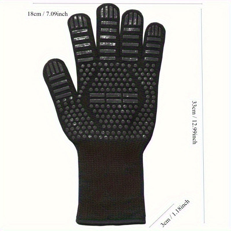 Silicone Oven Mitt: Heat & Cut Resistant, Versatile and Non-Slip - Ideal for BBQ, Grilling, Camping, and Cooking - A Must-Have Kitchen Tool