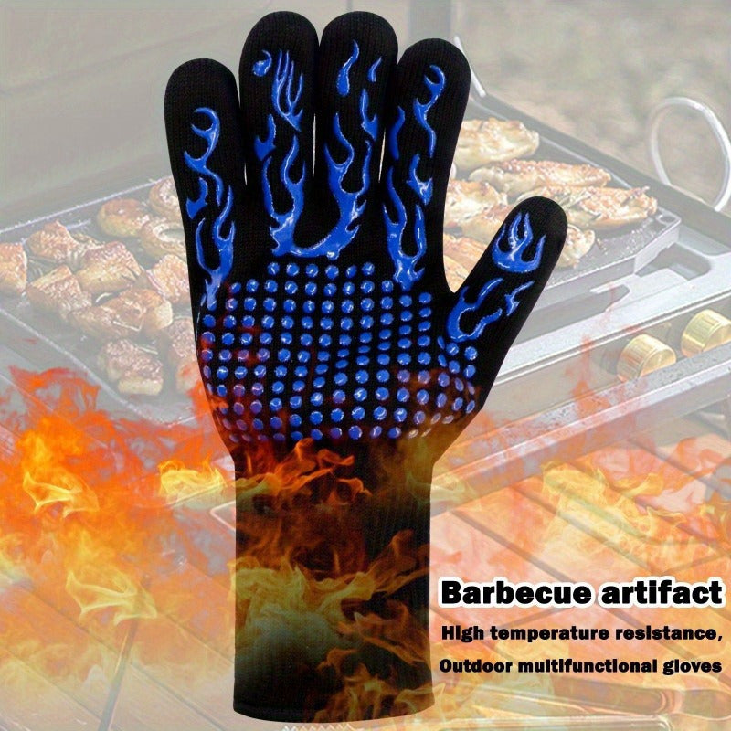 Silicone Oven Mitt: Heat & Cut Resistant, Versatile and Non-Slip - Ideal for BBQ, Grilling, Camping, and Cooking - A Must-Have Kitchen Tool