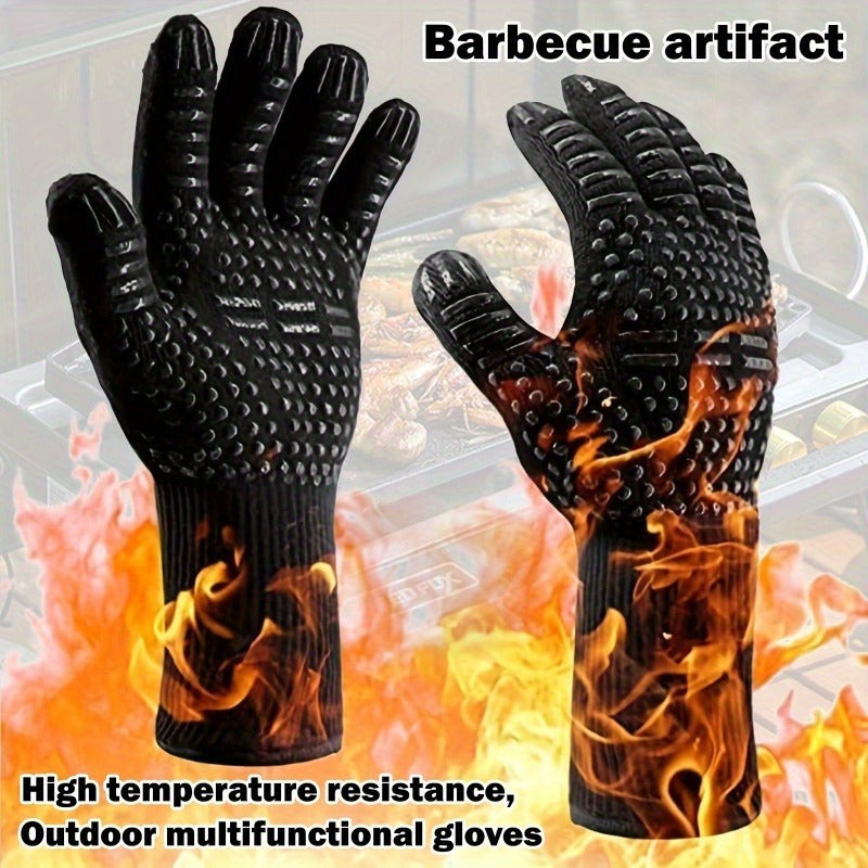 Silicone Oven Mitt: Heat & Cut Resistant, Versatile and Non-Slip - Ideal for BBQ, Grilling, Camping, and Cooking - A Must-Have Kitchen Tool