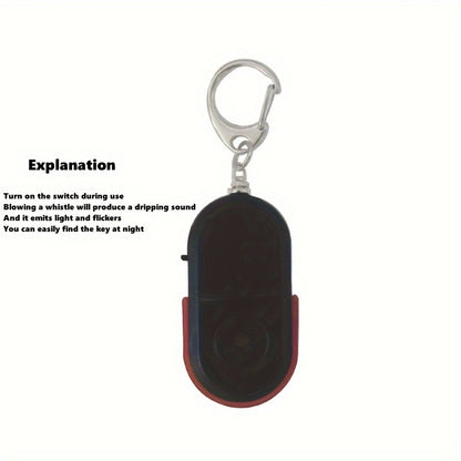 WhistleGuard Anti-Lost Key Finder with LED light and voice control pendant. Battery-operated for travel and daily use.