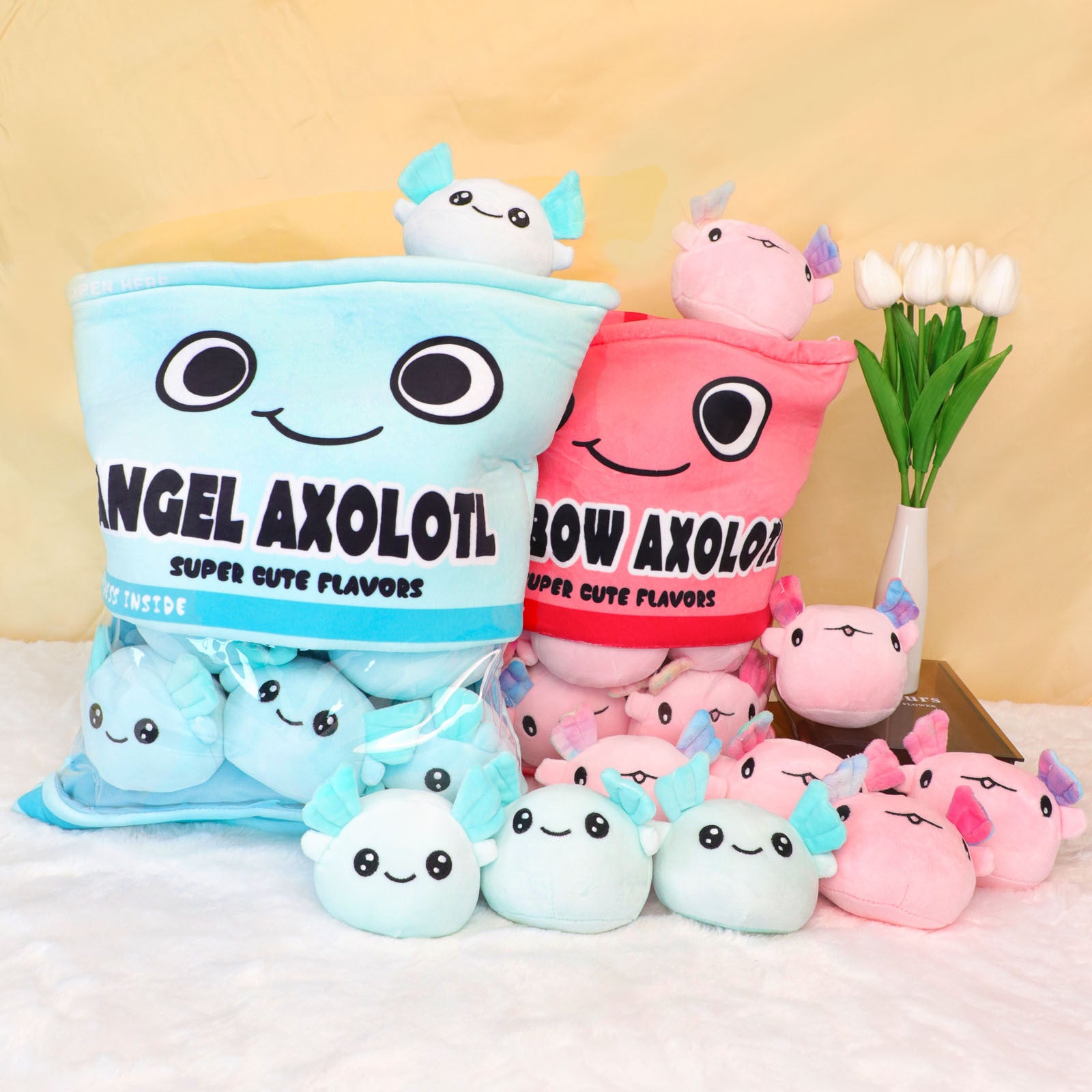 Set of 6 small plush toys and 1 cute pillow - perfect for home, sofa, or party decoration gift for boys and girls.