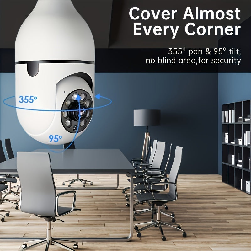 Enhance your home security with the 1pc WJG 1080P WiFi Bulb Security Camera. This indoor/outdoor PTZ camera features motion tracking and smartphone compatibility. No batteries are required for operation, making installation a breeze. The camera offers a