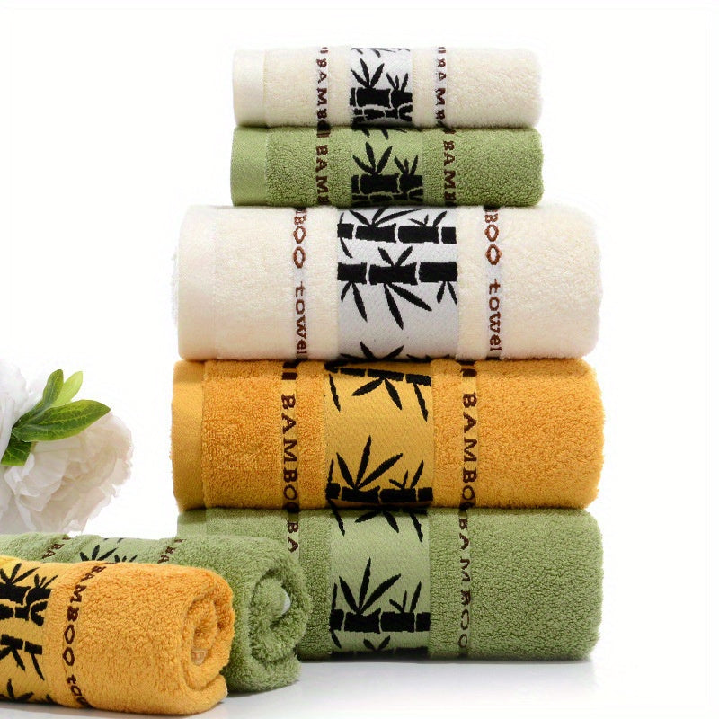 3-piece Bamboo Fiber Towel Set includes 1 bath towel (69.85*139.7cm) and 2 hand towels (33.02*73.66cm). Perfect for household and bathroom use.