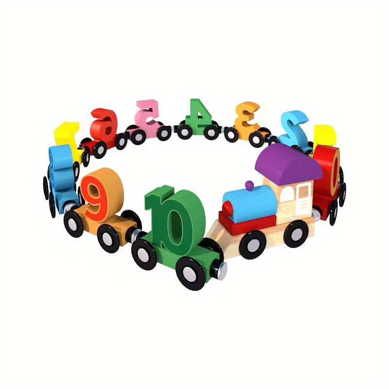 Wooden magnetic train car puzzle toys for interactive play, learning, and family bonding. Great for parties and gift giving.