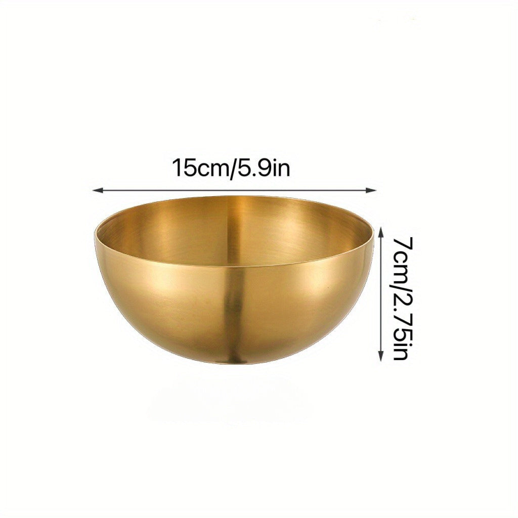 4-piece set of LDQ Golden Stainless Steel Salad Bowls, rust-resistant and versatile for fruits, noodles, and baking. Ideal for kitchen serveware.