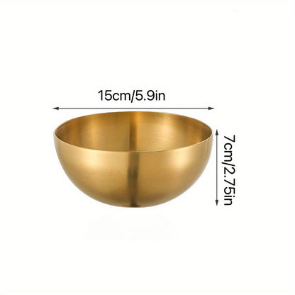 4-piece set of LDQ Golden Stainless Steel Salad Bowls, rust-resistant and versatile for fruits, noodles, and baking. Ideal for kitchen serveware.