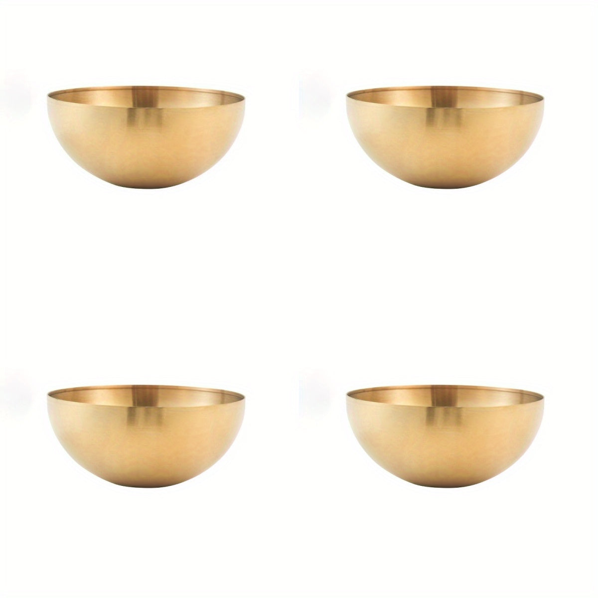 4-piece set of LDQ Golden Stainless Steel Salad Bowls, rust-resistant and versatile for fruits, noodles, and baking. Ideal for kitchen serveware.