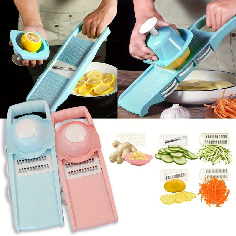 Set of 7 PET Manual Vegetable Choppers - Versatile Food Slicer and Dicer for Potatoes, Onions, Cucumbers - Safe for Dishwasher Use - Essential Kitchen Tool