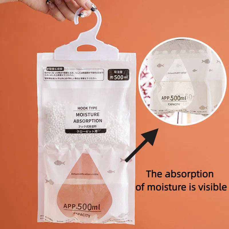 1pcs of Classic Style Dehumidifier Bag absorbs moisture, is waterproof, and easily hangs in your closet. Made of plastic, no power needed. Ideal for indoor use.