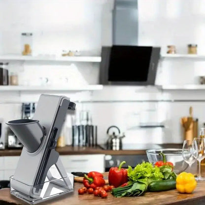 The Versatile Manual Vegetable Chopper & Slicer Set features a removable container and is ideal for slicing and chopping a variety of fruits, onions, and potatoes. This durable kitchen gadget is perfect for home cooking and is a must-have for any