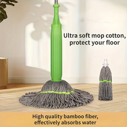 The Easy-Wring Spin Mop Head allows for hands-free washing and can be used for both dry and wet cleaning. Ideal for cleaning your kitchen, bedroom, living room, and bathroom.