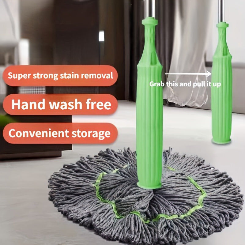 The Easy-Wring Spin Mop Head allows for hands-free washing and can be used for both dry and wet cleaning. Ideal for cleaning your kitchen, bedroom, living room, and bathroom.